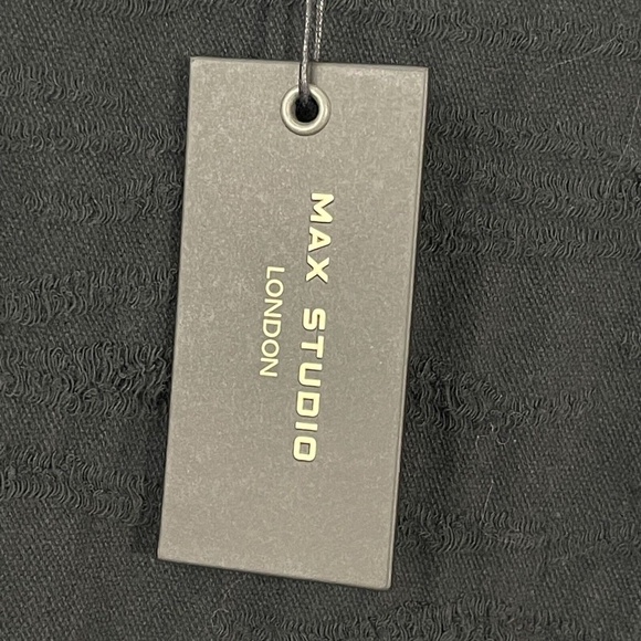 Max Studio London Size Medium Black Textured Sylvie Cold Shoulder Pullover Top - Picture 6 of 12